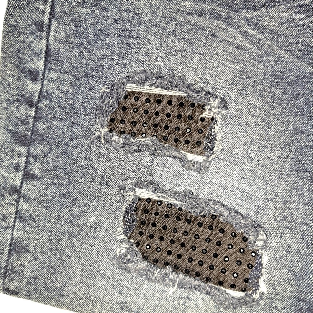 Blue Cult Boys Slim Fit Jeans Size 12 Distressed Rhinestone Paint Splatter Denim - Picture 4 of 5